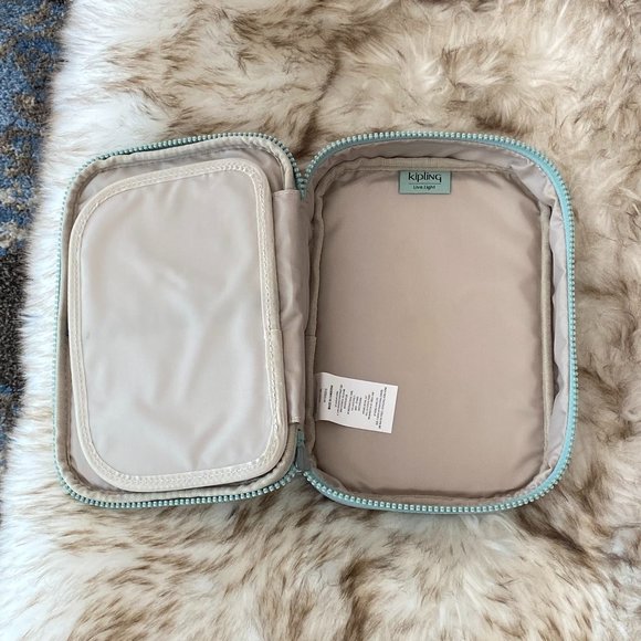 NWT Kipling 100 Pens Printed Case Bag Pouch Green Tonal - Picture 7 of 11